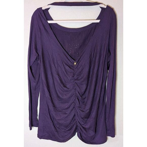 VTG Apple Bottoms Shirt Adult 2X Purple Long Sleeve Women's Deep V Back Y2K - Picture 3 of 9